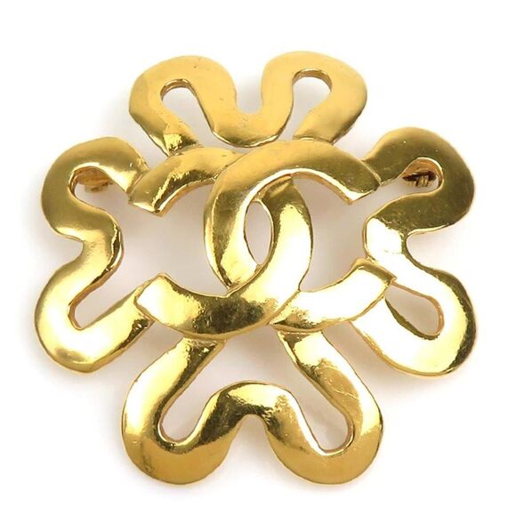 CHANEL Gold Logo Brooch - Picture 1 of 5